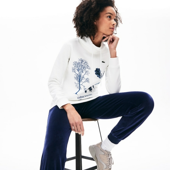 LACOSTE Drawstring-Collar Herbal-Print Sweatshirt - Picture 3 of 13